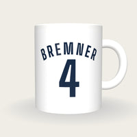 Personalised White and Royal Blue Football Shirt Mug, front