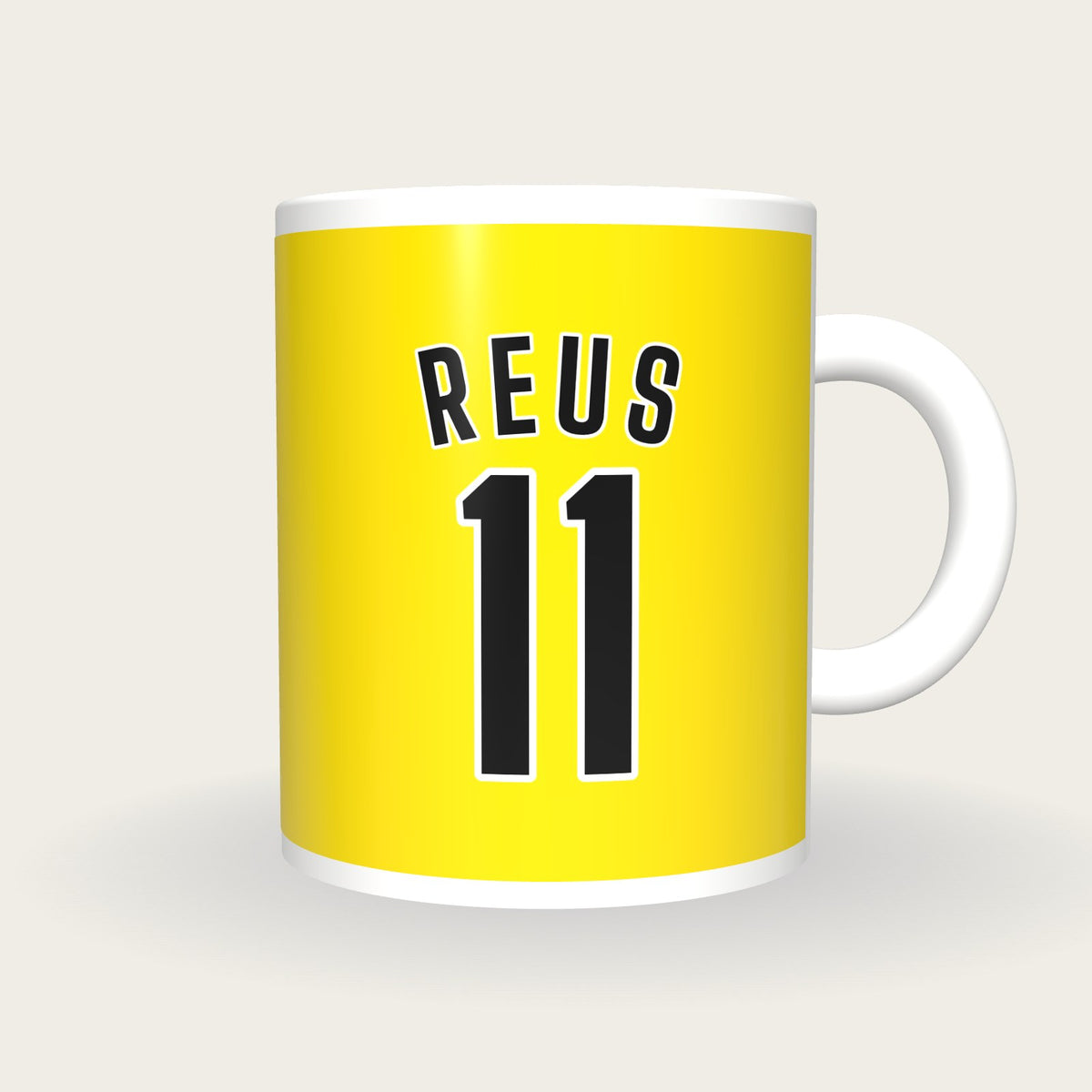 Personalised Yellow and Black Football Shirt Mug, front