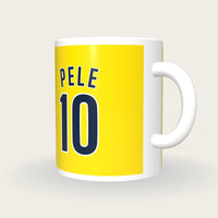 Personalised Yellow and Blue Football Shirt Mug, three-quarter view