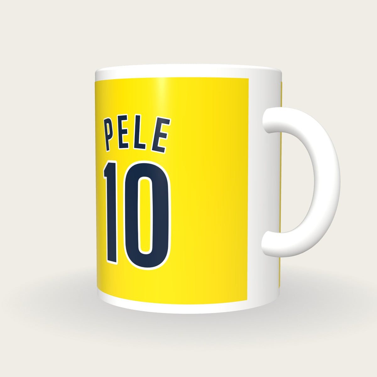 Personalised Yellow and Blue Football Shirt Mug, three-quarter view