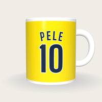 Personalised Yellow and Blue Football Shirt Mug, front