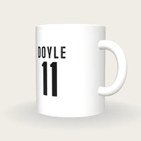 Personalised All White GAA Jersey Mug, three-quarter view