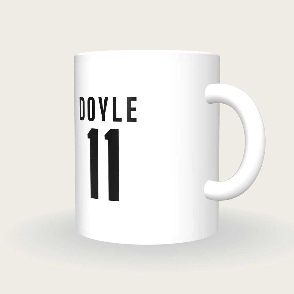 Personalised All White GAA Jersey Mug, three-quarter view