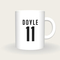 Personalised All White GAA Jersey Mug, front