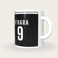 Personalised Black and White GAA Jersey Mug, three-quarter view