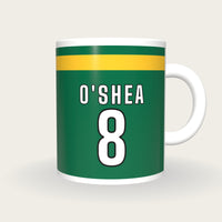 Personalised Green with Gold Hoop GAA Jersey Mug, front