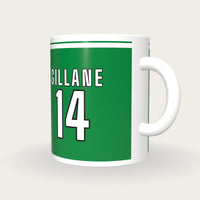 Personalised Green and White GAA Jersey Mug, three-quarter view