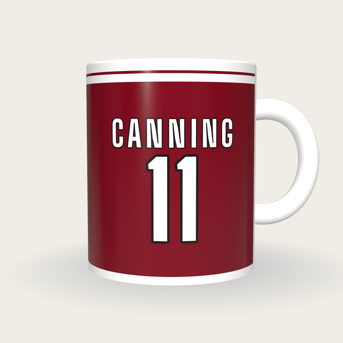 Personalised Maroon and White GAA Jersey Mug, front