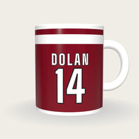 Personalised Maroon with White Hoop GAA Jersey Mug, front