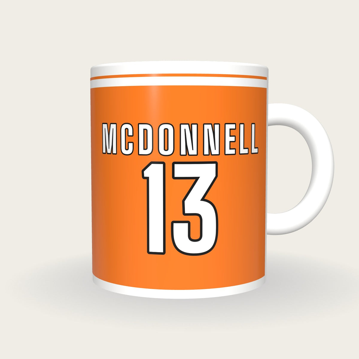 Personalised Orange and White GAA Jersey Mug, front