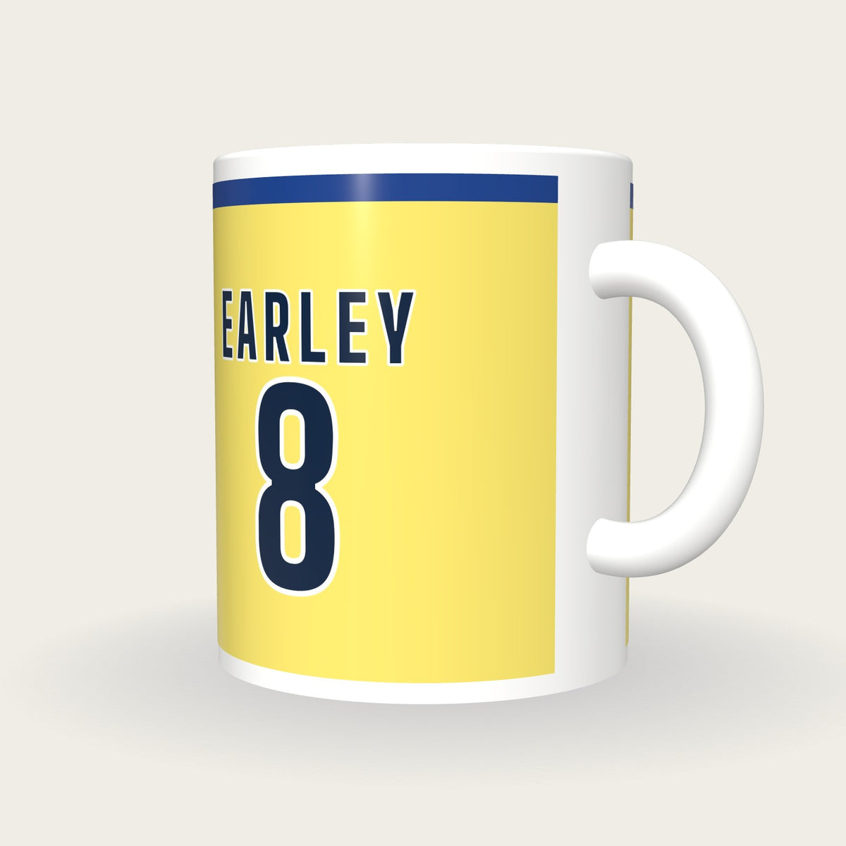 Personalised Primrose and Blue GAA Jersey Mug, three-quarter view