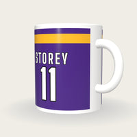 Personalised Purple with Gold Hoop GAA Jersey Mug, three-quarter view