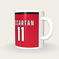 Personalised Red and Black GAA Jersey Mug, three-quarter view