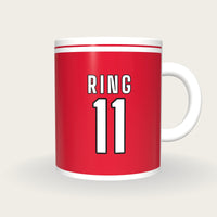 Personalised Red and White GAA Jersey Mug, front