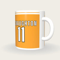 Personalised Saffron and White GAA Jersey Mug, three-quarter view