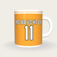 Personalised Saffron and White GAA Jersey Mug, front