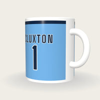 Personalised Sky Blue and Navy GAA Jersey Mug, three-quarter view