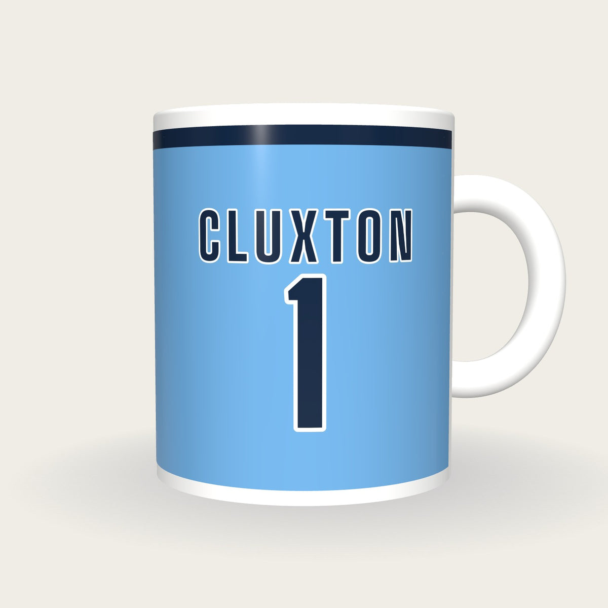 Personalised Sky Blue and Navy GAA Jersey Mug, front