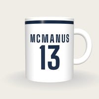 Personalised White and Navy GAA Jersey Mug, front