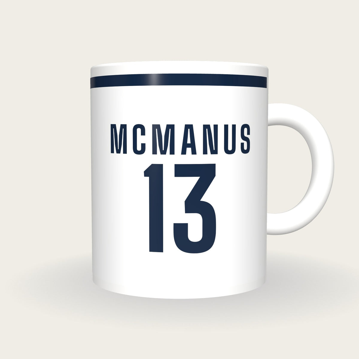 Personalised White and Navy GAA Jersey Mug, front