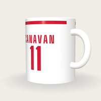 Personalised White and Red GAA Jersey Mug, three-quarter view