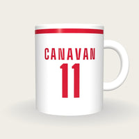Personalised White and Red GAA Jersey Mug, front
