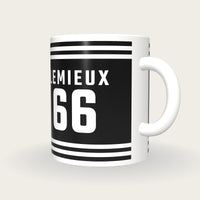 Personalised Black and White Ice Hockey Jersey Mug, three-quarter view