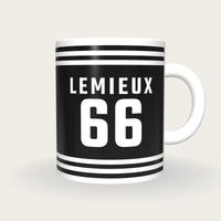 Personalised Black and White Ice Hockey Jersey Mug, front