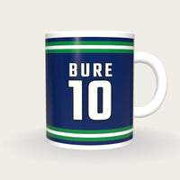 Personalised Blue and Green Ice Hockey Jersey Mug, front