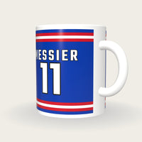 Personalised Blue and Red Ice Hockey Jersey Mug, three-quarter view