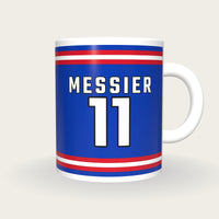 Personalised Blue and Red Ice Hockey Jersey Mug, front