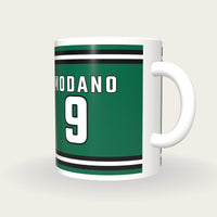 Personalised Dark Green and Black Ice Hockey Jersey Mug, three-quarter view