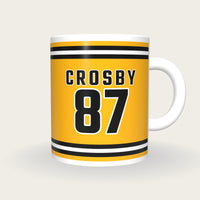 Personalised Gold and Black Ice Hockey Jersey Mug, front