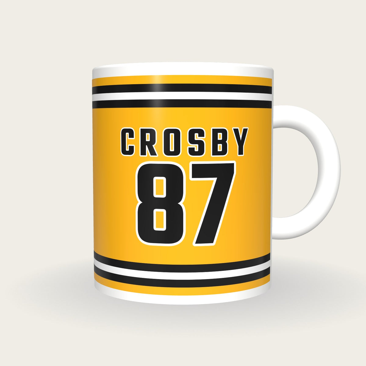 Personalised Gold and Black Ice Hockey Jersey Mug, front