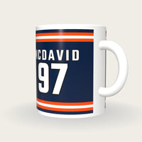 Personalised Navy and Orange Ice Hockey Jersey Mug, three-quarter view
