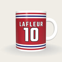 Personalised Red and Blue Ice Hockey Jersey Mug, front