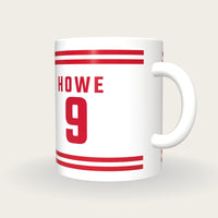Personalised White and Red Ice Hockey Jersey Mug, three-quarter view