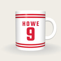 Personalised White and Red Ice Hockey Jersey Mug, front