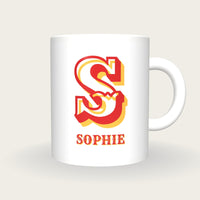 Personalised Big Letter Mug, Circus Initial, with a name added