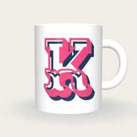 Personalised Big Letter Mug, Circus Initial, pink and navy