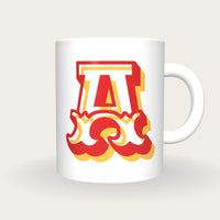Personalised Big Letter Mug, Circus Initial, red and gold