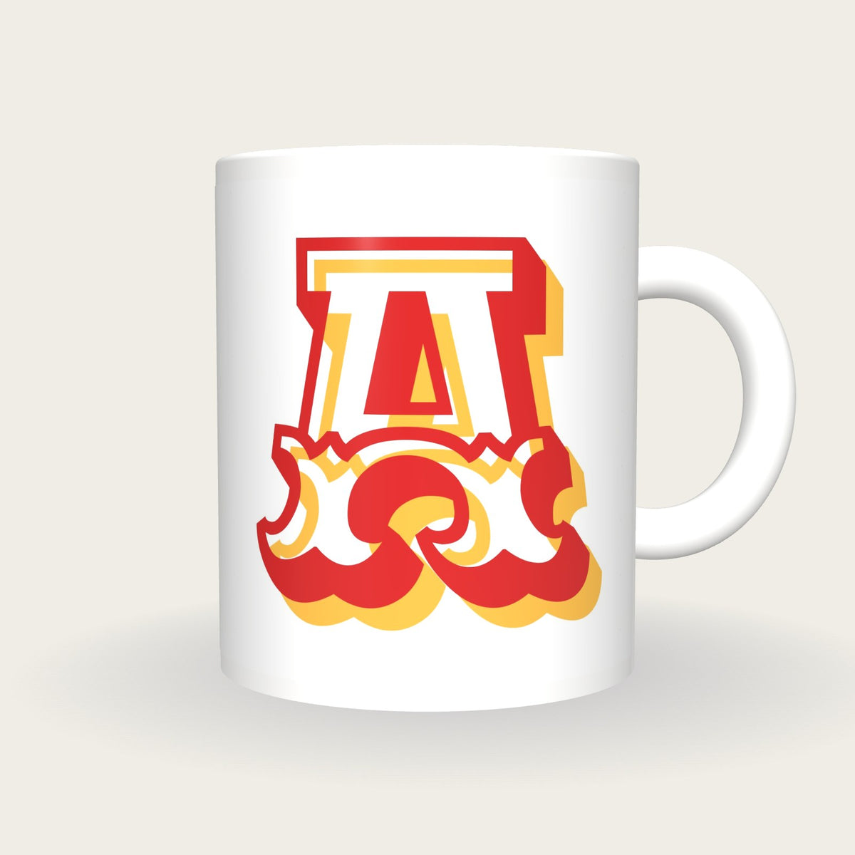 Personalised Big Letter Mug, Circus Initial, red and gold