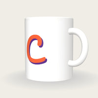 Personalised Big Letter Mug, Retro Script Initial, three-quarter view