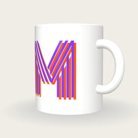 Personalised Big Letter Mug, Neon Stripe Initial, three-quarter view