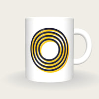 Personalised Big Letter Mug, Neon Stripe Initial, black and gold