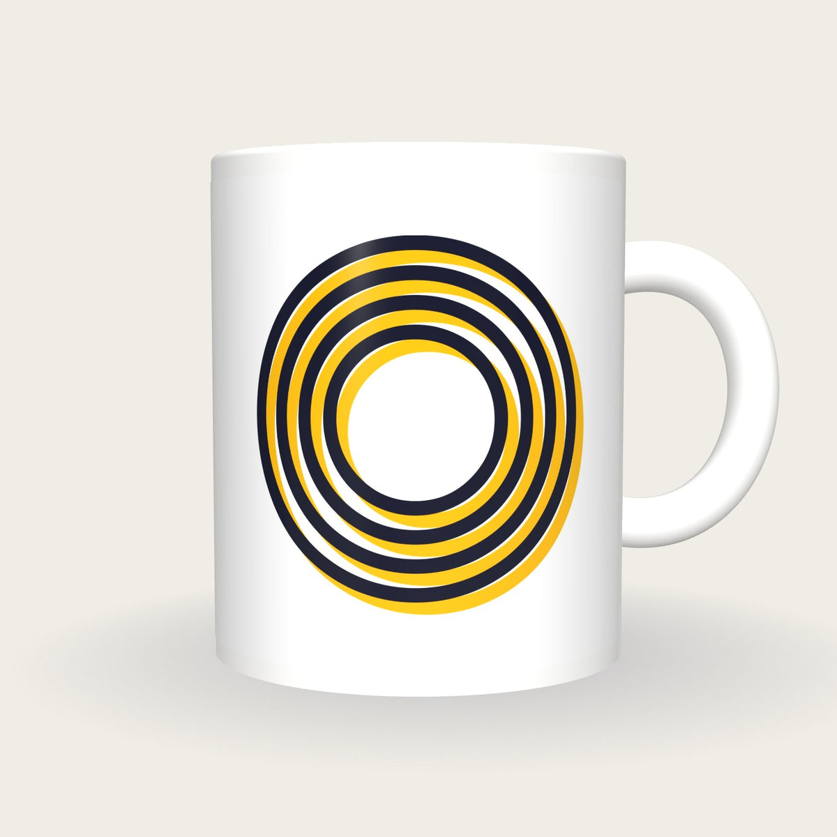 Personalised Big Letter Mug, Neon Stripe Initial, black and gold