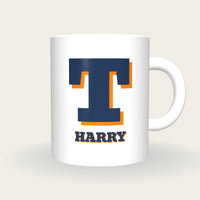 Personalised Big Letter Mug, Bold Slab Initial, with a name added