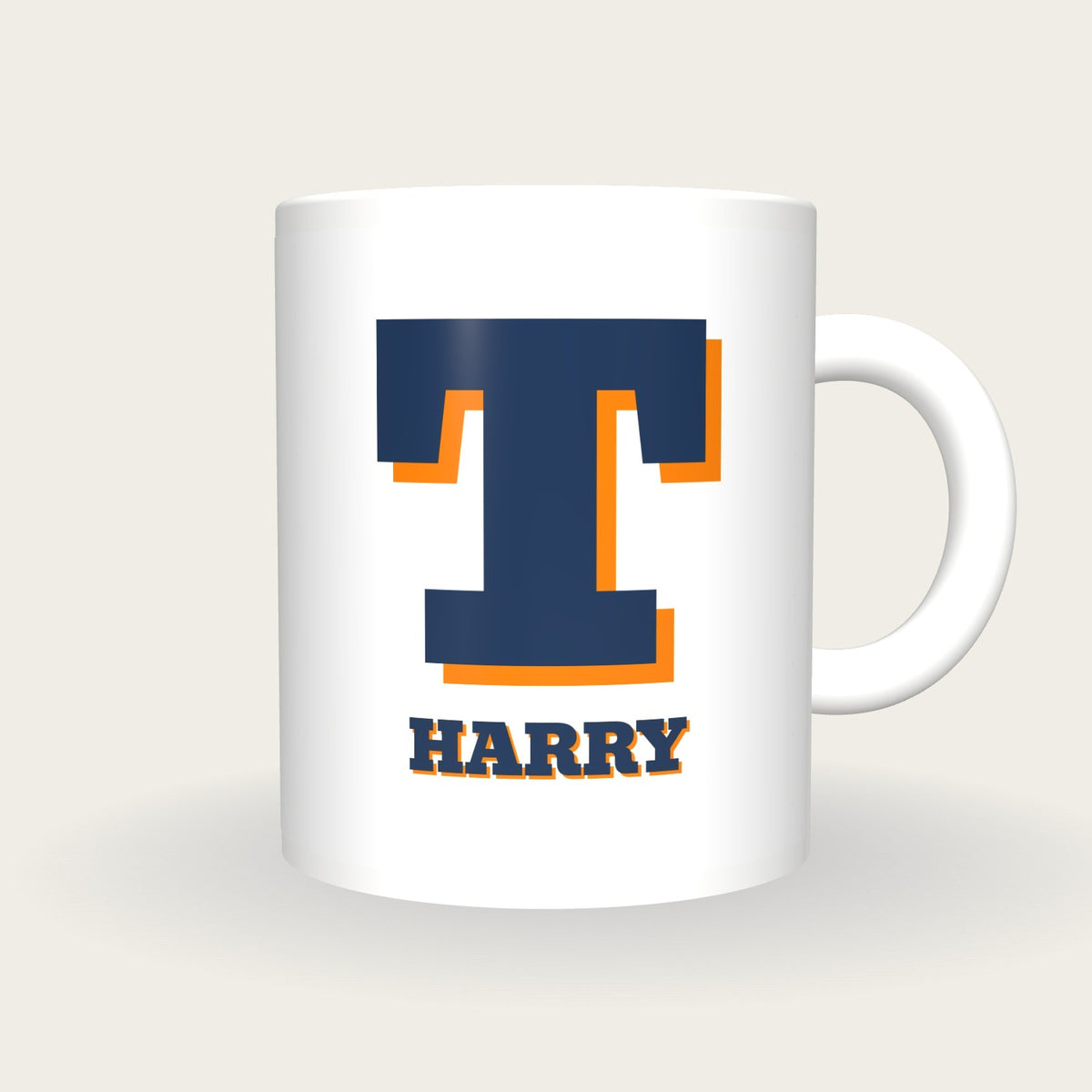Personalised Big Letter Mug, Bold Slab Initial, with a name added