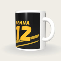 Personalised Black and Gold Racing Livery Mug, three-quarter view