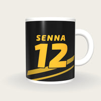 Personalised Black and Gold Racing Livery Mug, front
